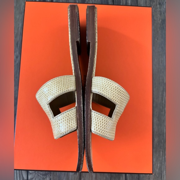 HERMÈS Oran Exotic Lizard skin sandals Sz 35.5 - Picture 5 of 10